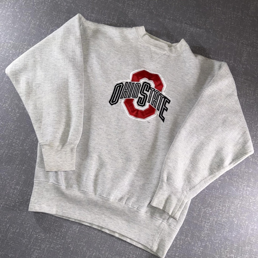 Ohio State Buckeyes Sweatshirt Mens Large Gray NCAA Football Midwest Embroidery
